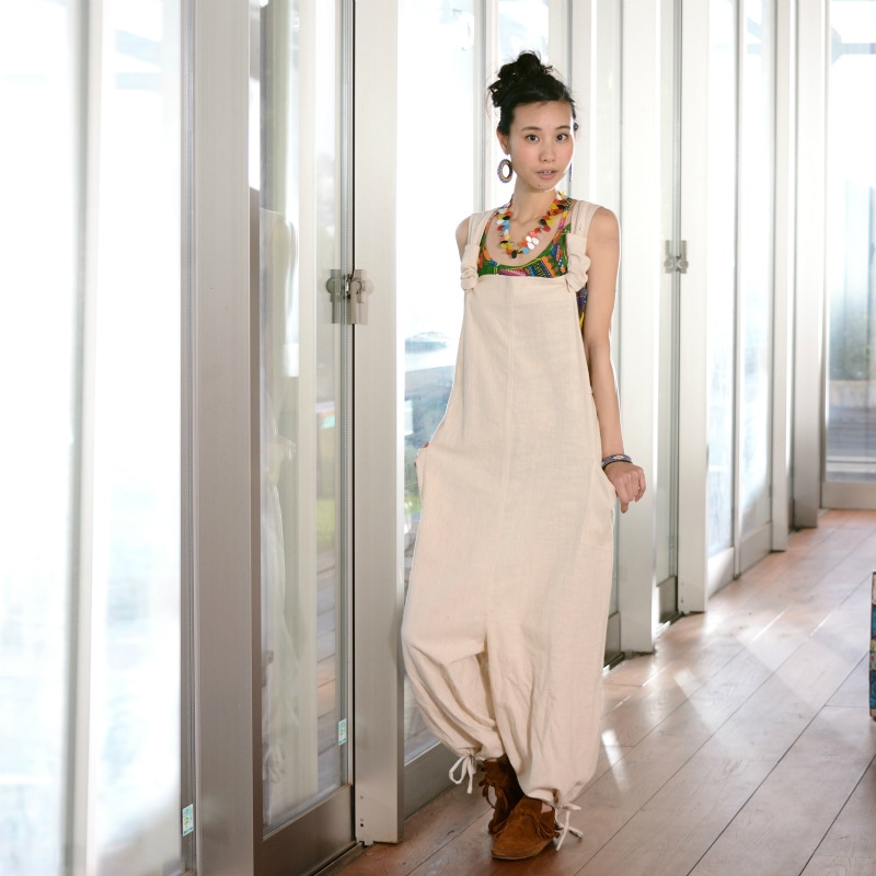 限定値下☆BACKLASH リネンサルエルサロペット ベージュM☆ 限定値下