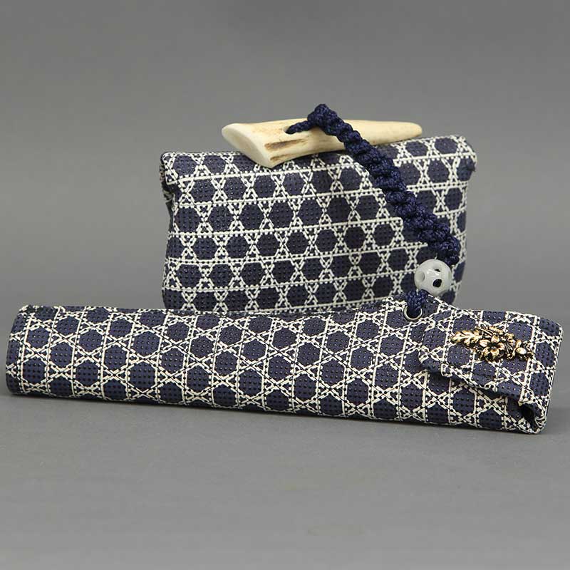 叺（カマス）煙管・刻み煙草入れ【印傳｜籠目・紺】祭用品専門店浅草絆