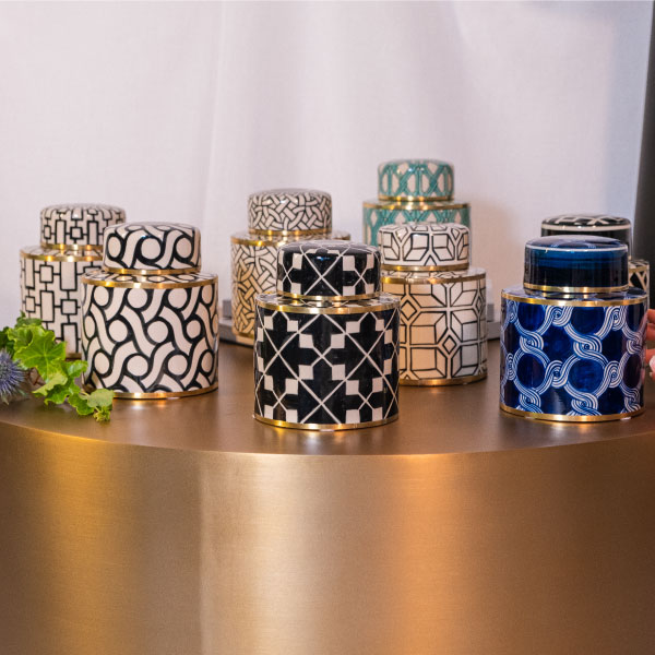 National Design museum 陶器 ボックス 小物入れ 青白 丸 National