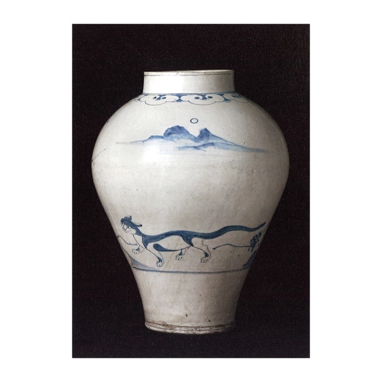 中国青花花卉魚波文瓶壷NR5755