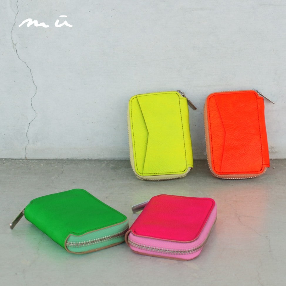 mu】本革 Rファスナー コンパクト財布 【NEON】［mu-75030］