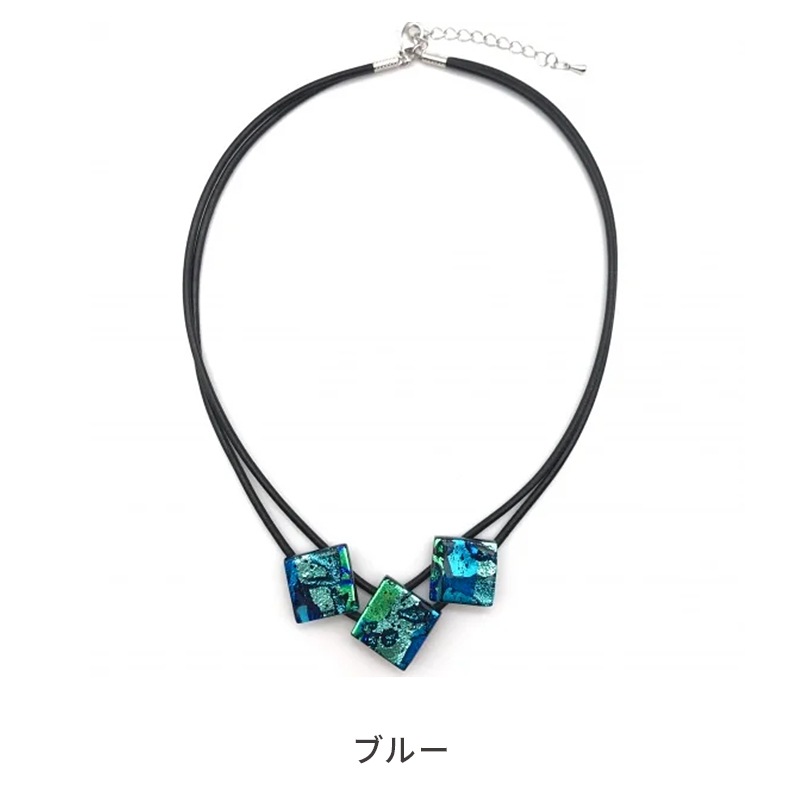 Mix] ネックレス(ガラス3連・革紐タイプ)全2色 | 福村硝子 | ものと