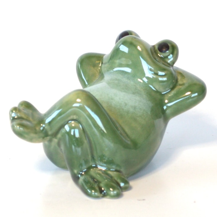 陶器 仰向け蛙 かえる カエル 福 幸運 幸福 縁起物 ご利益 オブジェ
