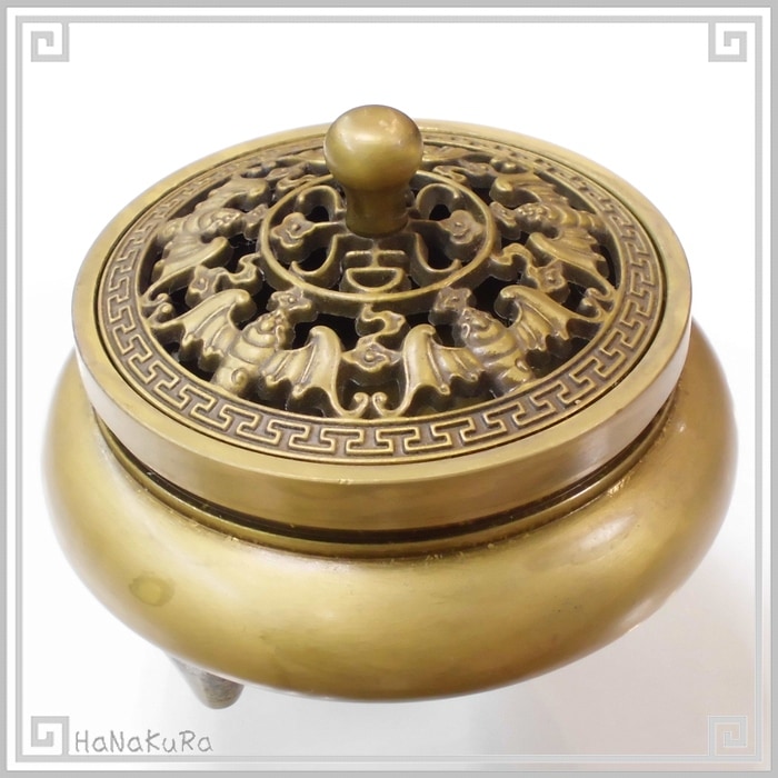 中華金物 630 香炉 五福臨門 銅製 蝙蝠 寿 | 中華金具、金物、鈴ベル