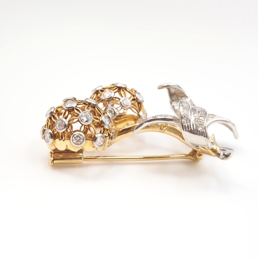 アンティークジュエリー アンティークブローチ ダイヤモンドチェリー