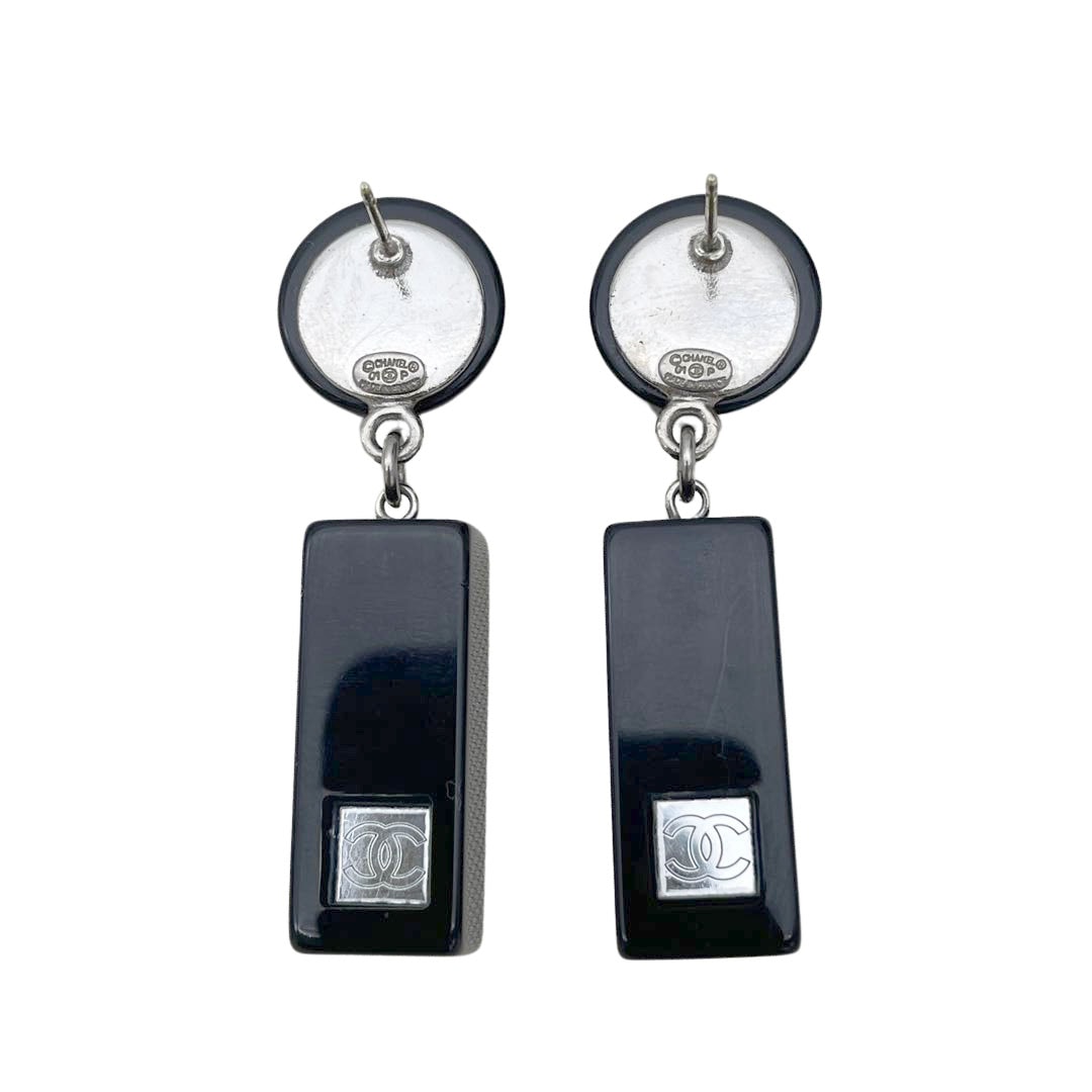 CHANEL シャネル ピアス ココマーク ミラー ブラック ゴールド