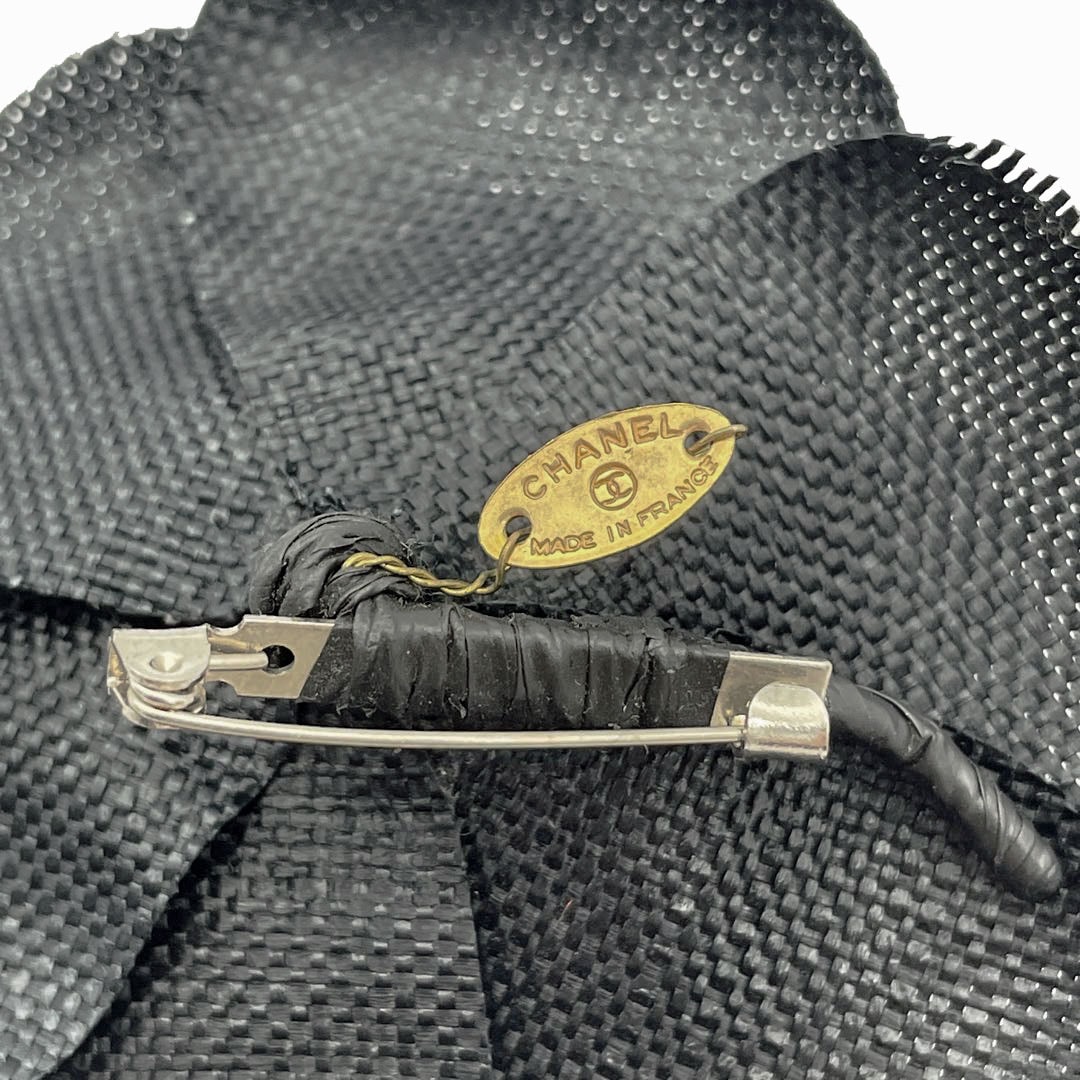 CHANEL シャネル コサージュ カメリア フラワー キャンバス ブラック