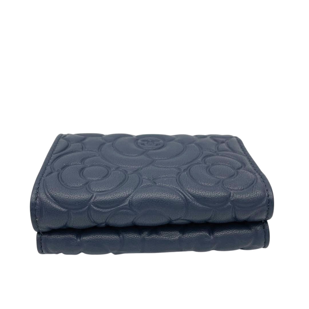 CHANEL シャネル カメリア 三つ折り財布 コンパクトウォレット レザー