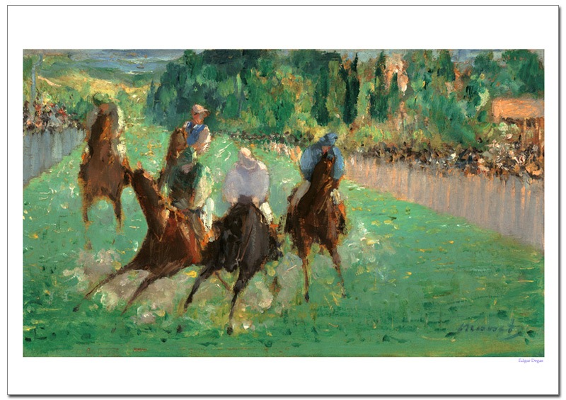 競馬場 1台の馬車とアマチュア騎手たち エドガー・ドガ 額付き 絵画