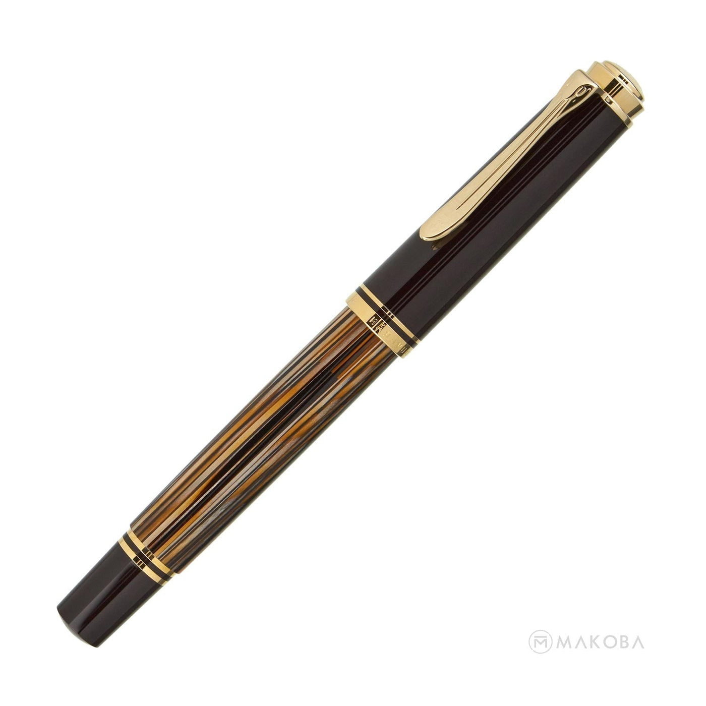 Pelikan400茶縞18K750万年筆字幅B吸入式 Pelikan400茶縞18K750万年筆字