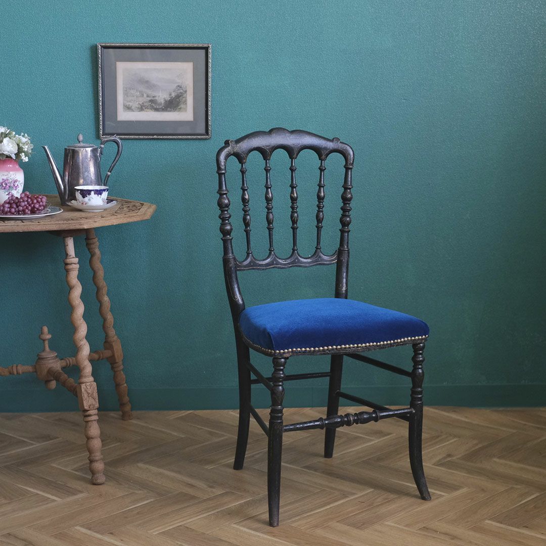 アンティーク ナポレオンチェア 椅子 青い座面 フランス アンティーク