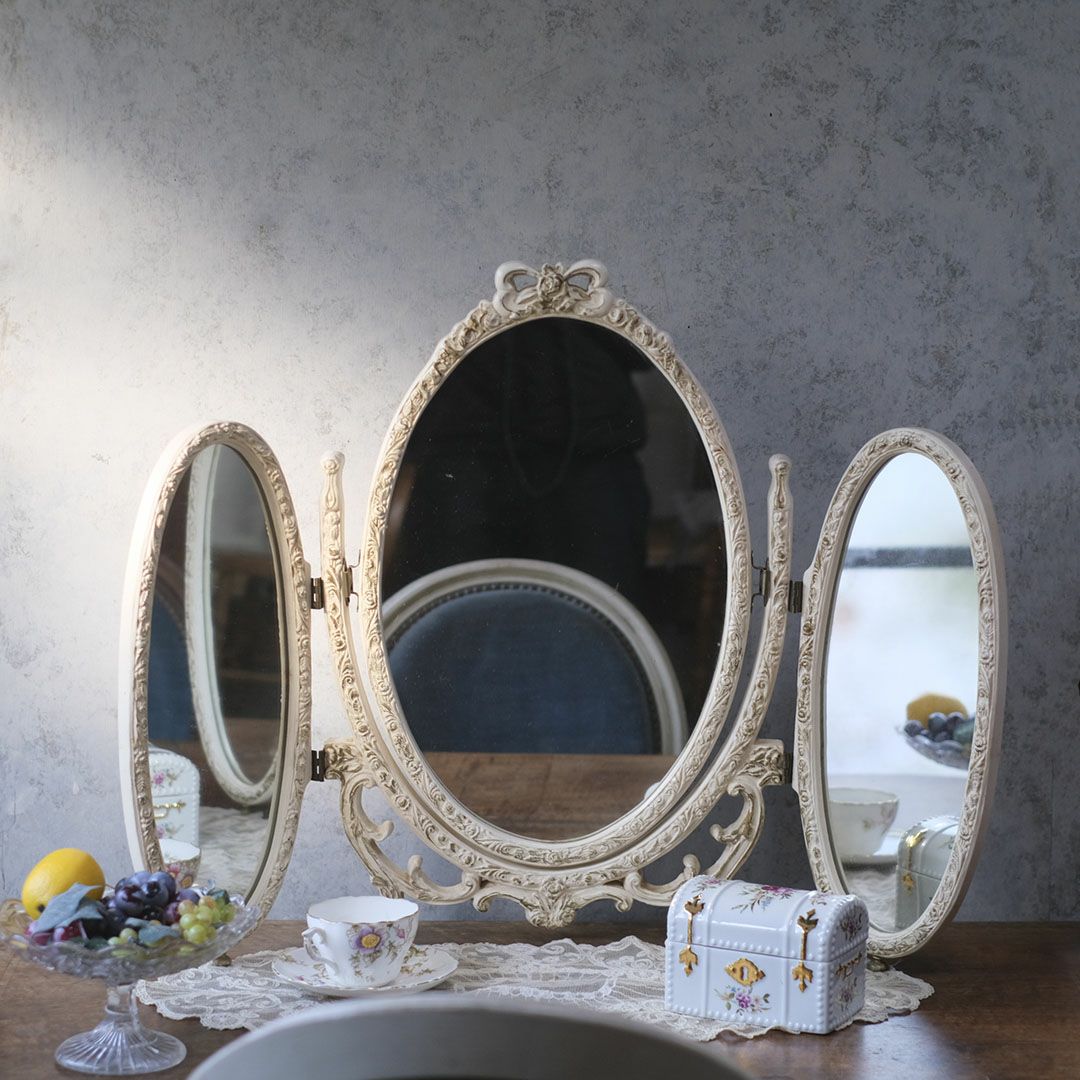 英国アンティークミラー/鏡/ハンドペイント イングリッシュガーデン