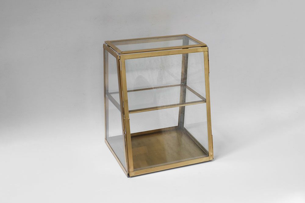 1980's フランス 真鍮 金具 キュリオケース テーブル ディスプレイ