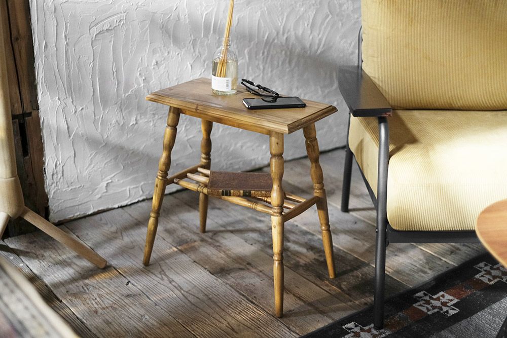 ビンテージ サイドテーブル ベッドサイドテーブル スツール 大 剥離