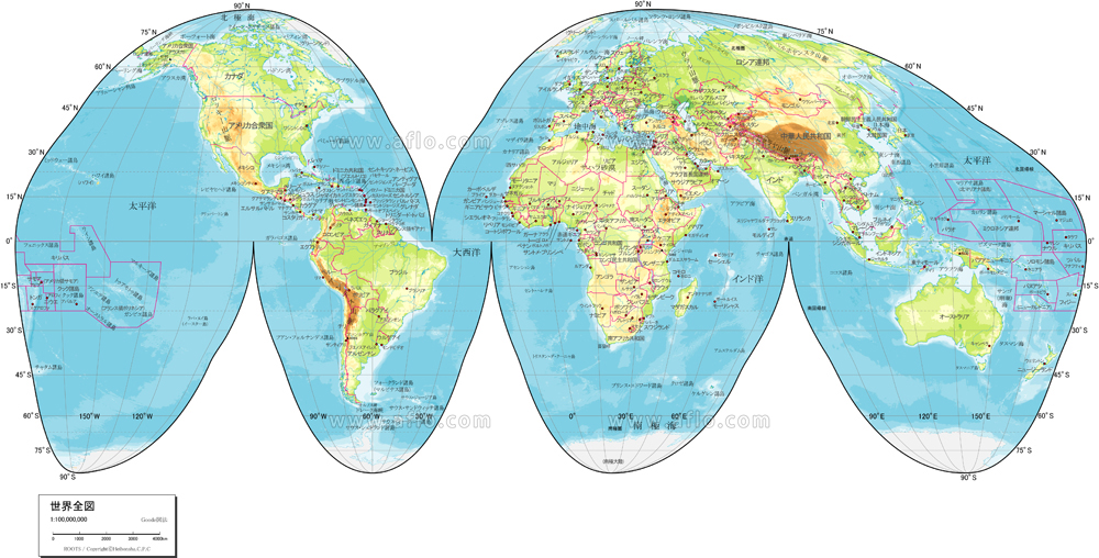 世界全図 自然図 | ベクター地図素材のダウンロード販売 | アフロモール
