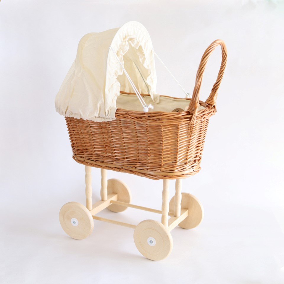 ナチュラルアンティークなお人形用乳母車（人形用ベビーカー）｜創作品