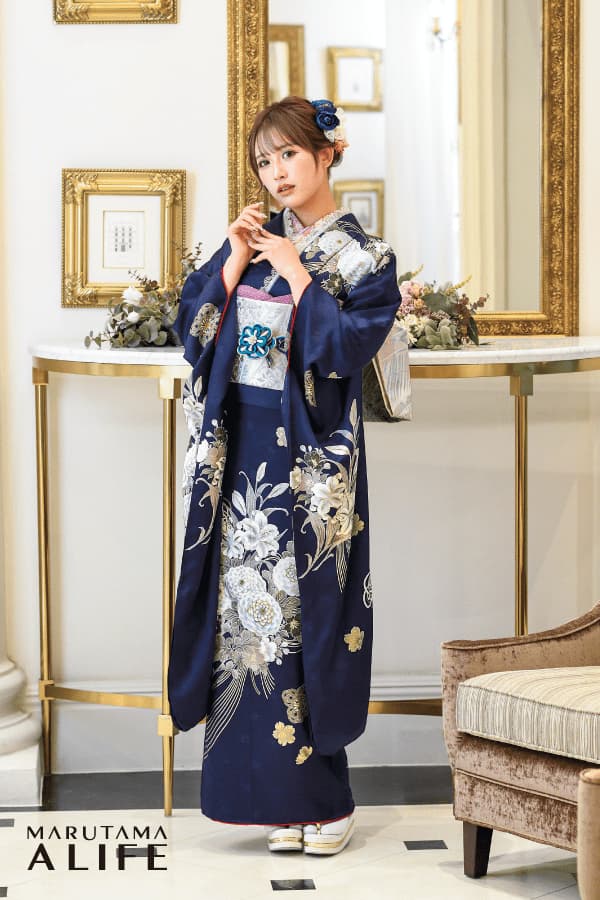成人式 振袖 振袖フルセット 振袖セット 紺色 振袖フルセット紺色