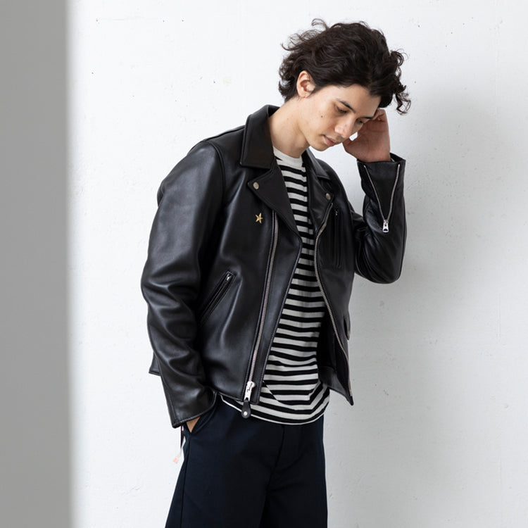 美品 Schott ライナー付 シングルライダースJKT 34