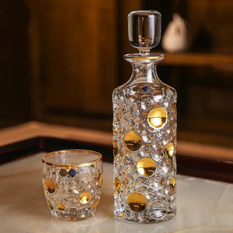 Bohemia Lisboa Eleganza Crystal Whisky Decanter Set - MASU