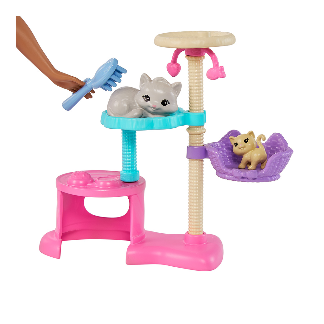 バービー おもちゃとキャットタワーつき！かわいいネコのおせわセット