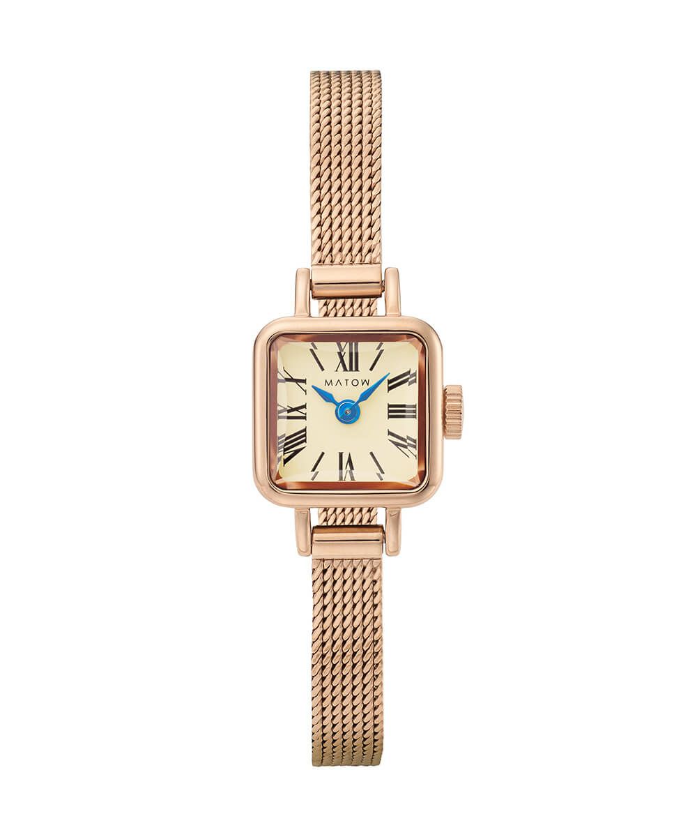 MATOW マトウ TSUKI 淡月 / MINI SQUARE ROSE GOLD CHAMPAGNE MESH