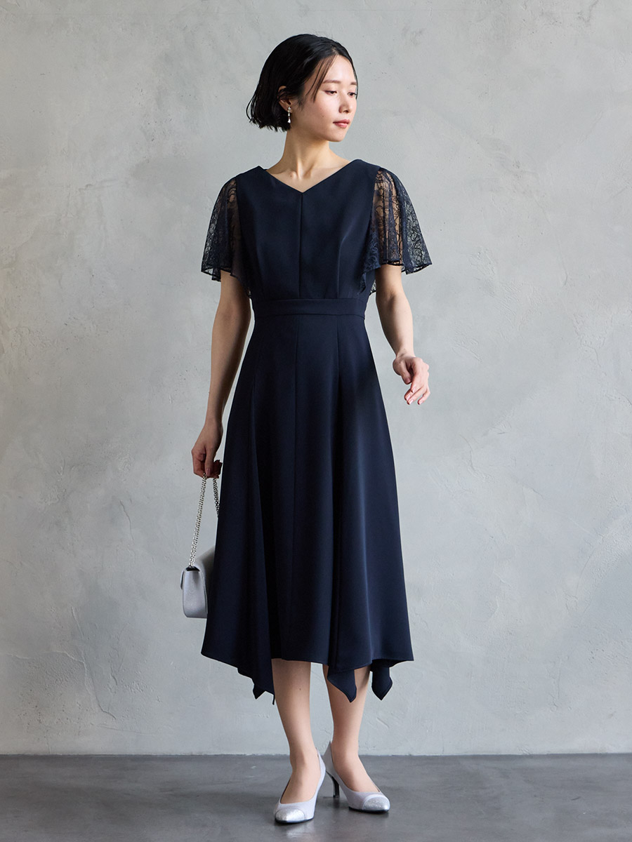 イレギュラーヘム・ミモレ丈ドレス｜パーティードレスの通販AIMER