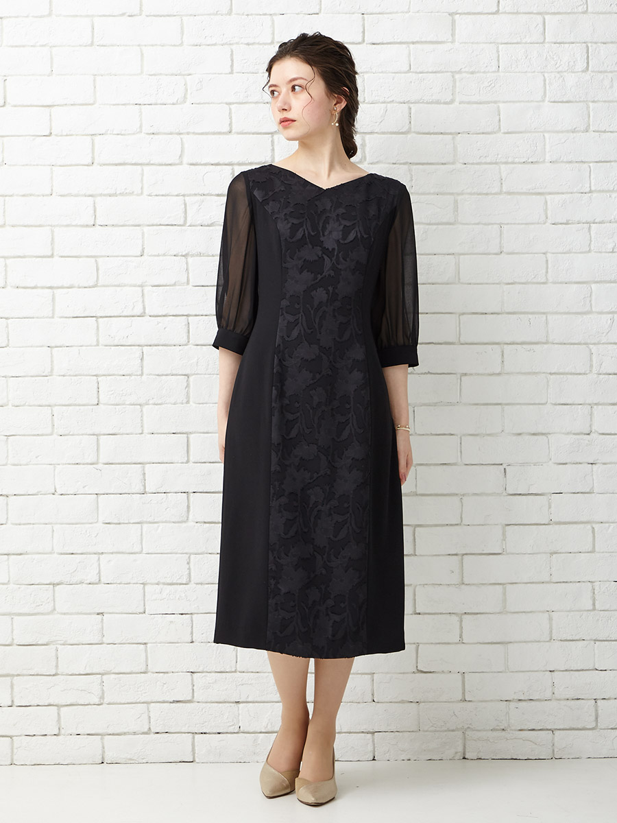 カットジャカードタイトラインドレス｜パーティードレスの通販AIMER
