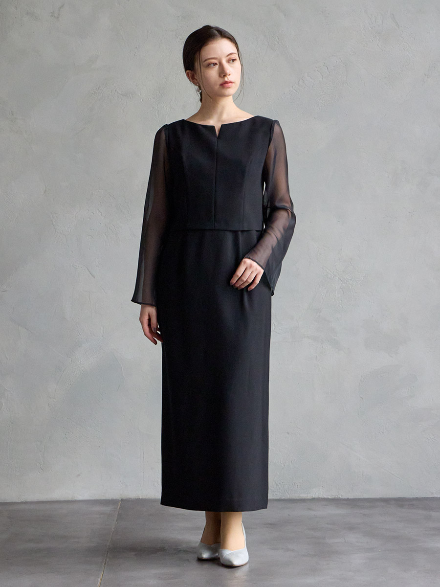 キーネックタイトラインドレス(M ブラック): AIMER | エメ ｜ミマツ