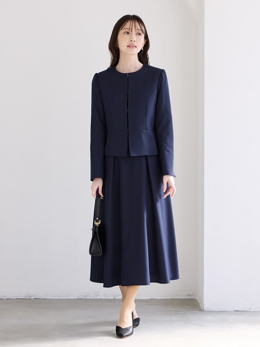 AIMER レース袖×ウエストタックフィット&フレアワンピース Mサイズ