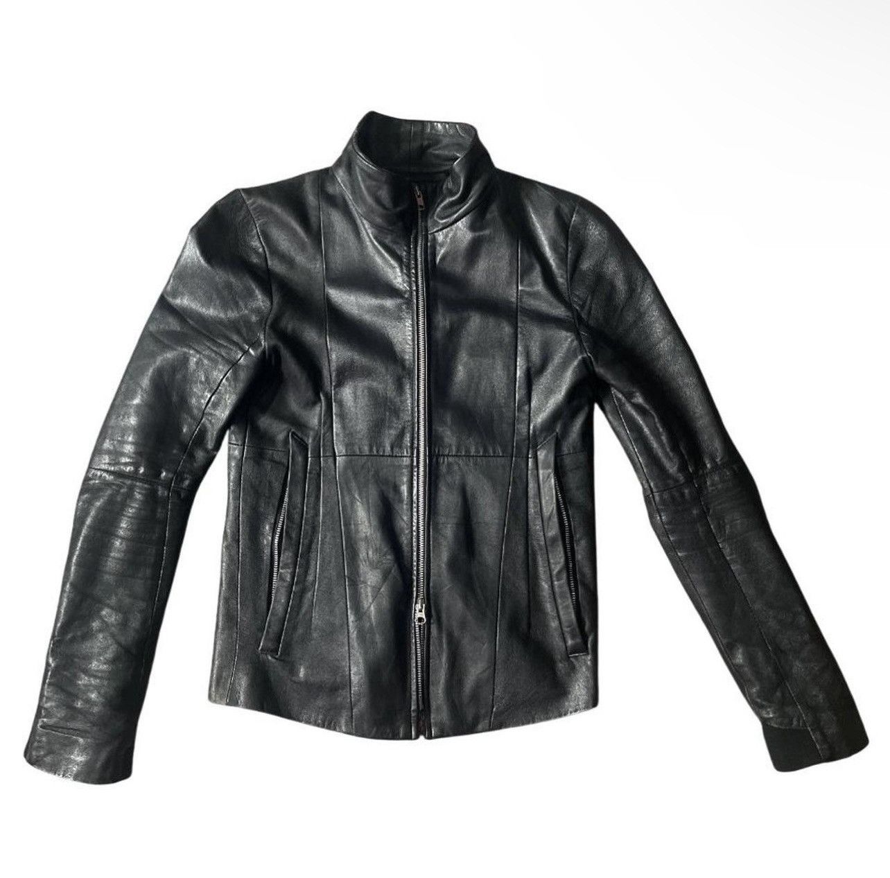EKAM front double zip leather jacket