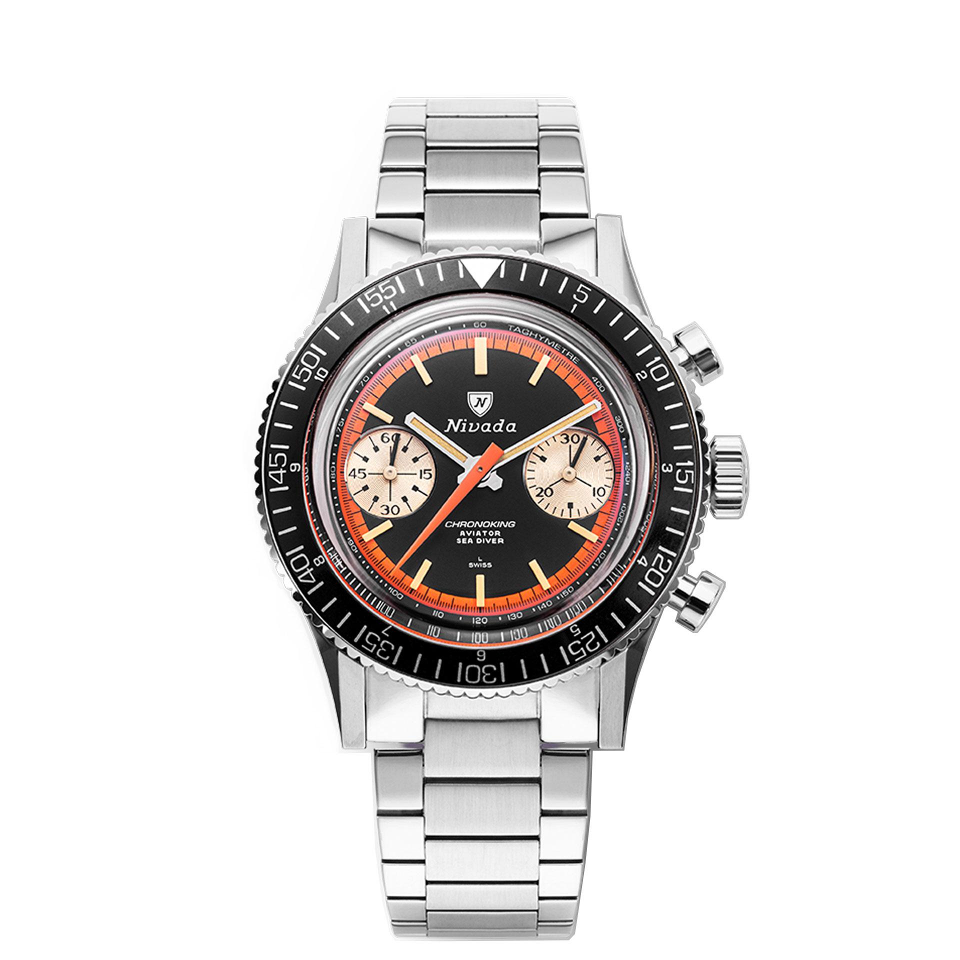 Nivada Grenchen Chronoking Paul Newman Orange Valjoux 23 VZ