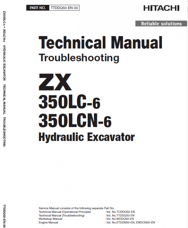 Hitachi ZX350LC-6 and ZX350LCN-6 ZAXIS Excavator Service Repair Manual