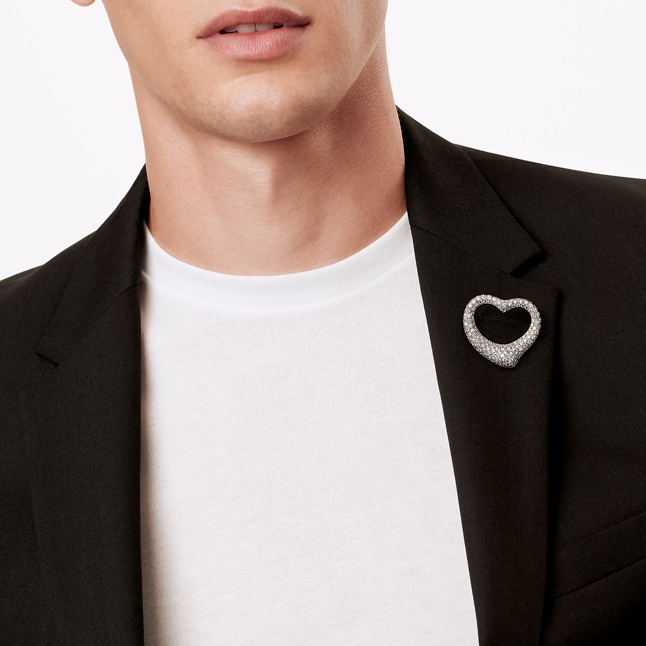 エルサ・ペレッティ™ オープン ハート ブローチ パヴェ ダイヤモンド