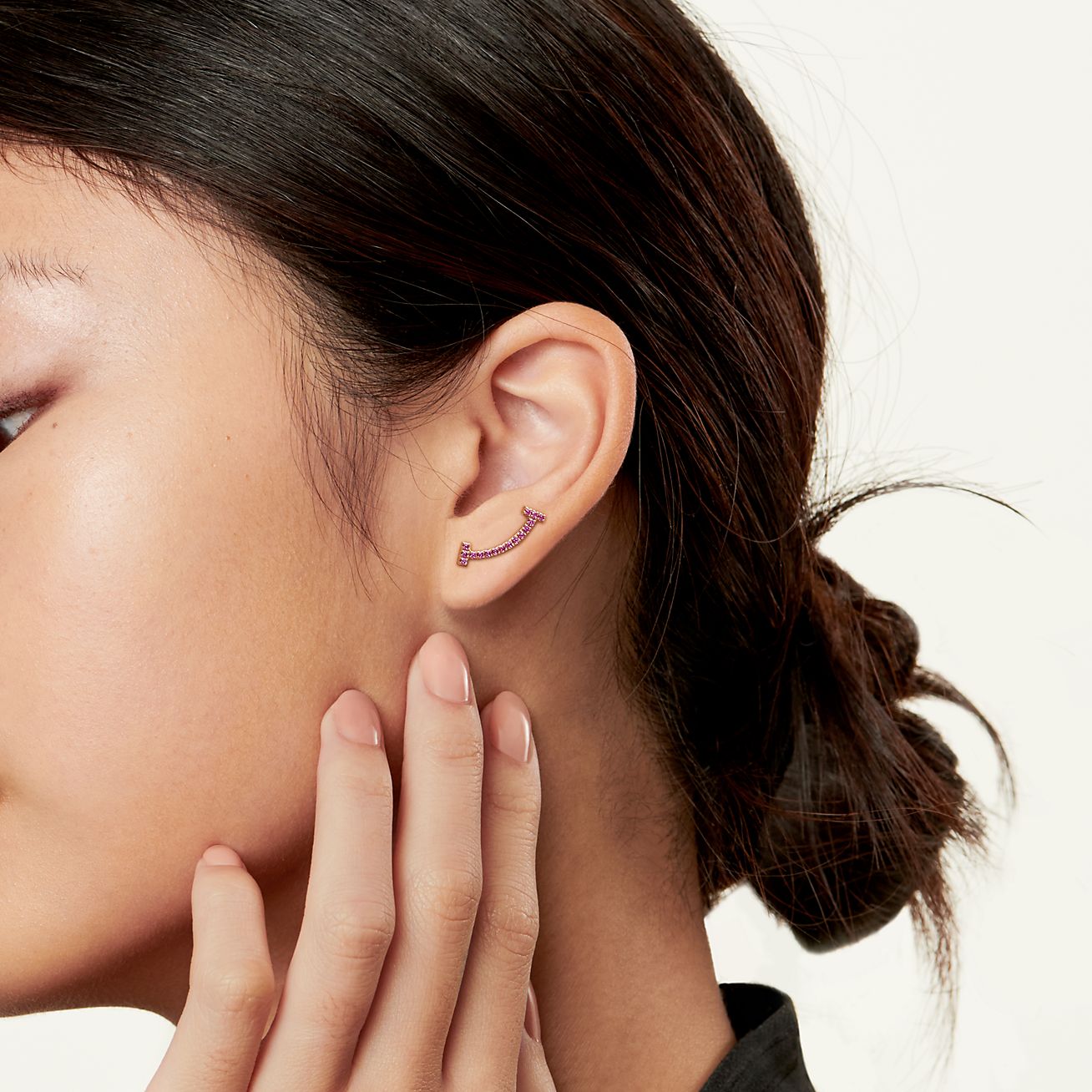 ティファニー T スマイル ピアス ピンク サファイヤ ローズゴールド