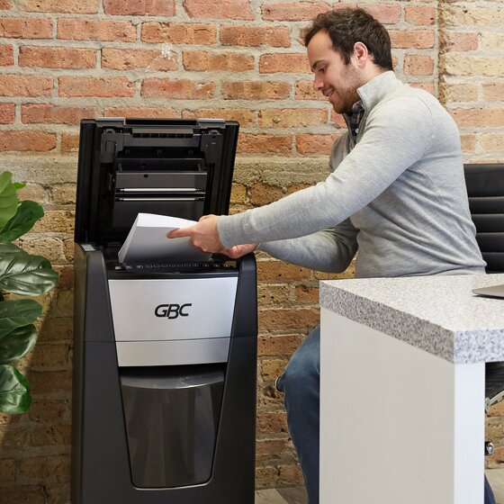 GBC® AutoFeed+ Office Shredder, 300X, Micro-Cut, P-4, 300 Sheets