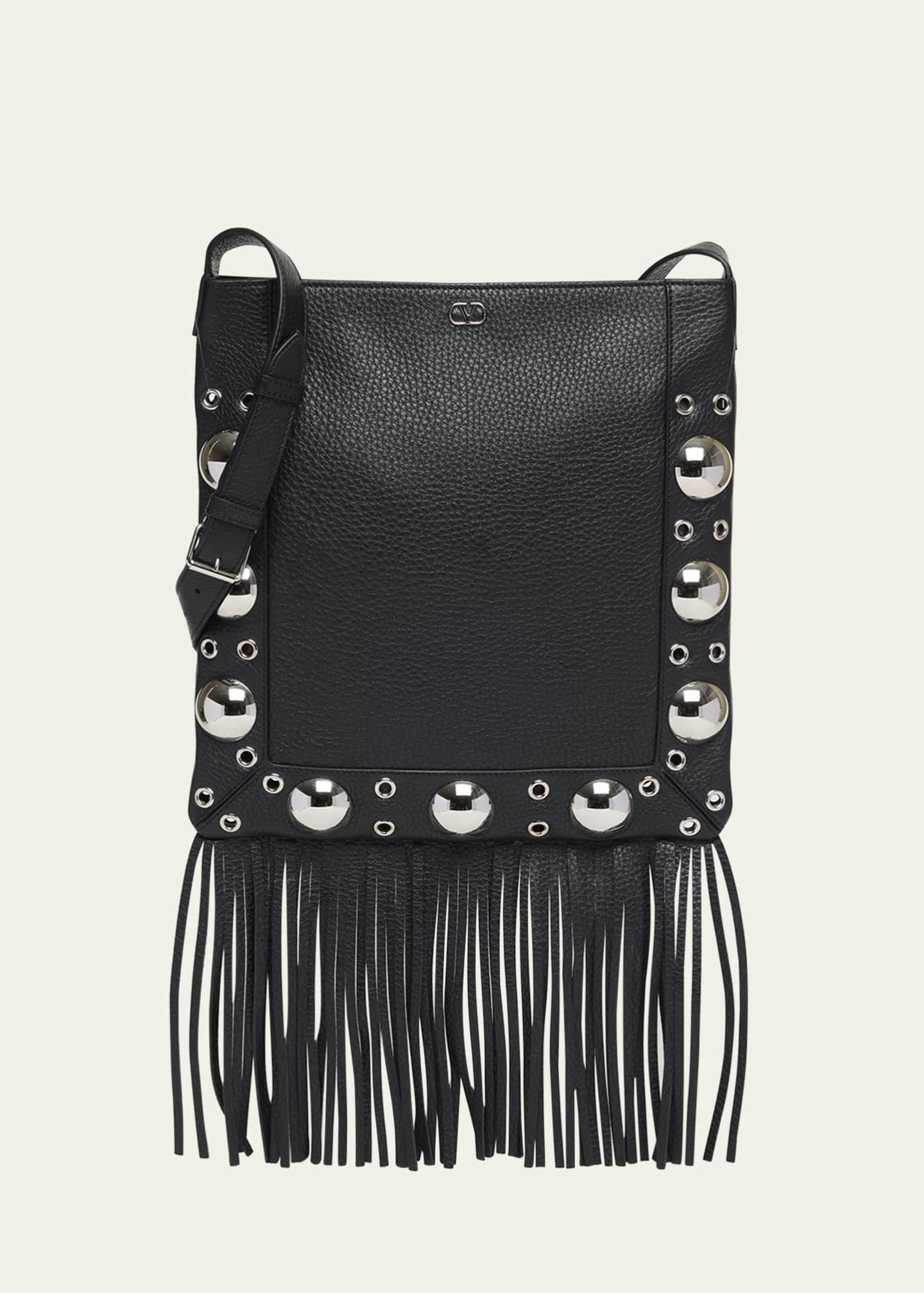 Valentino Garavani Nellcote Fringe Studded Leather Crossbody Bag