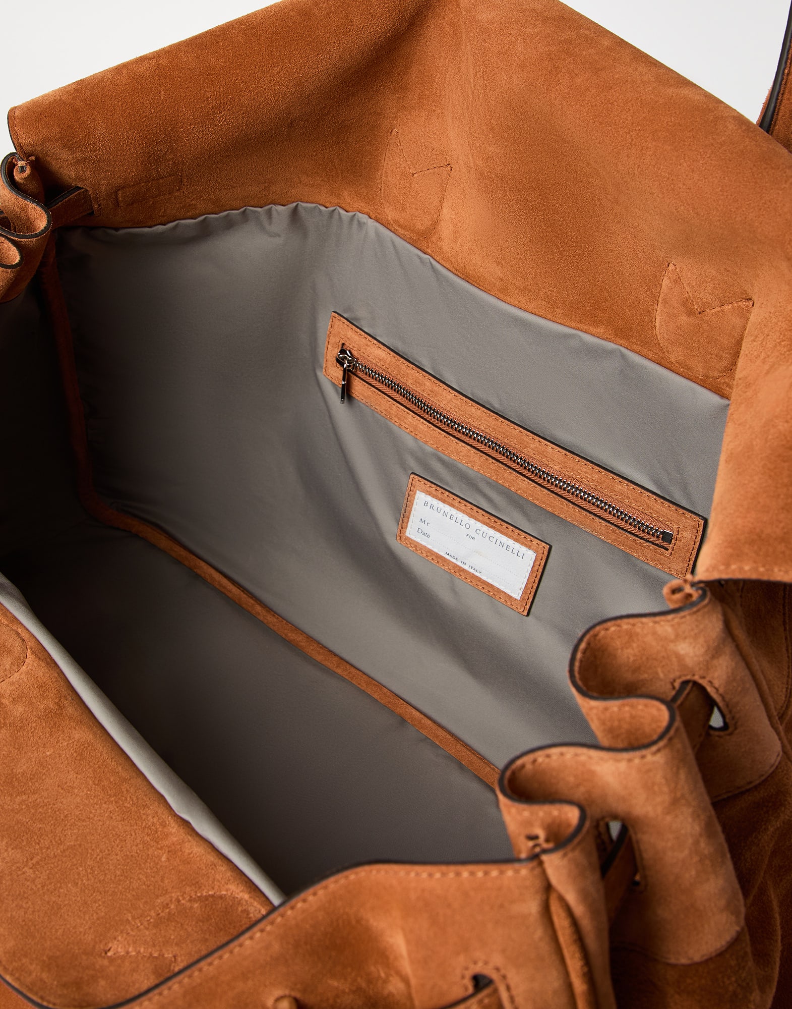 Suede bag for Man in Cognac | Brunello Cucinelli