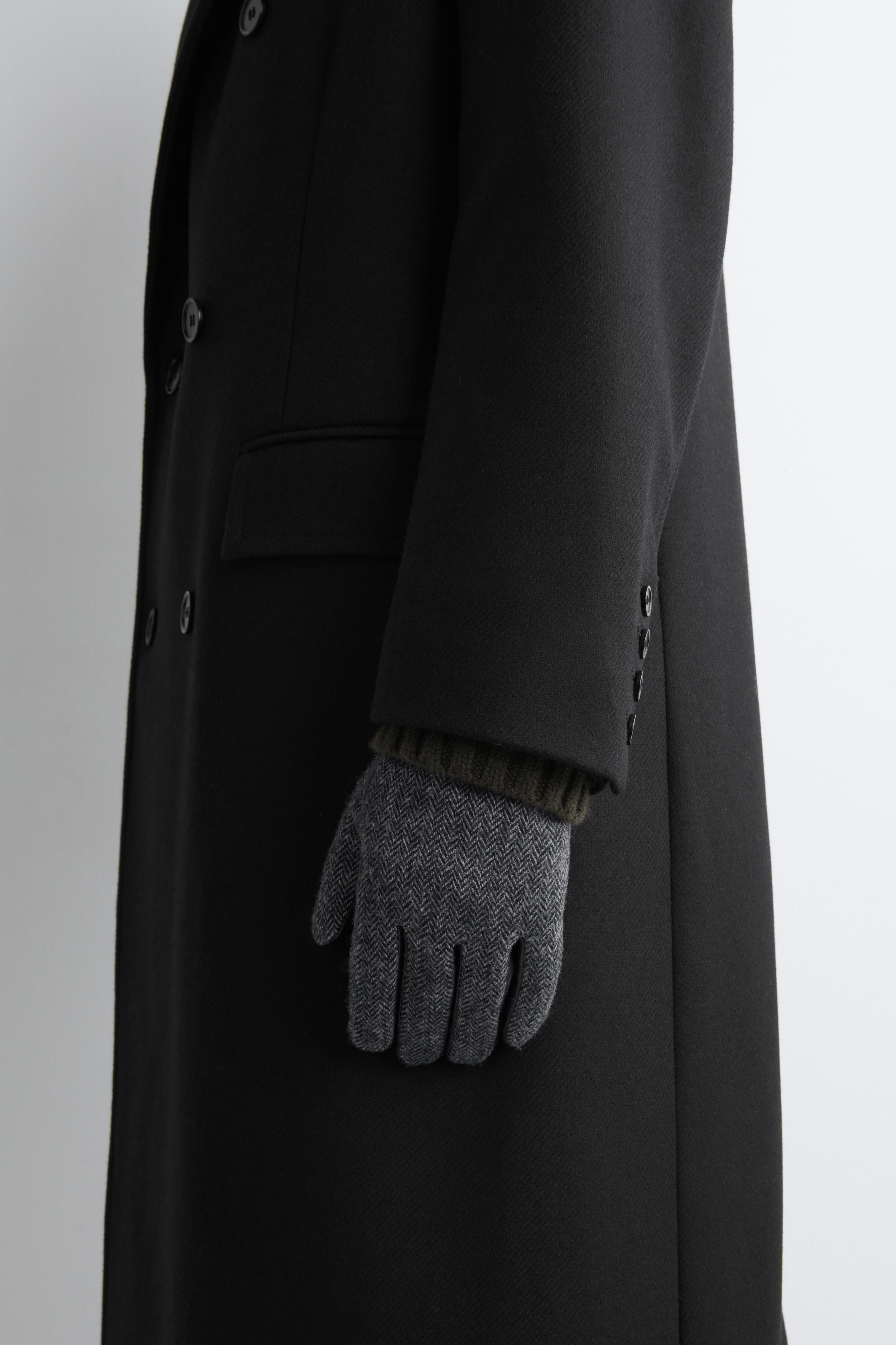 CASHMERE-LINED LEATHER GLOVES - GRAY / HERRINGBONE | COS US