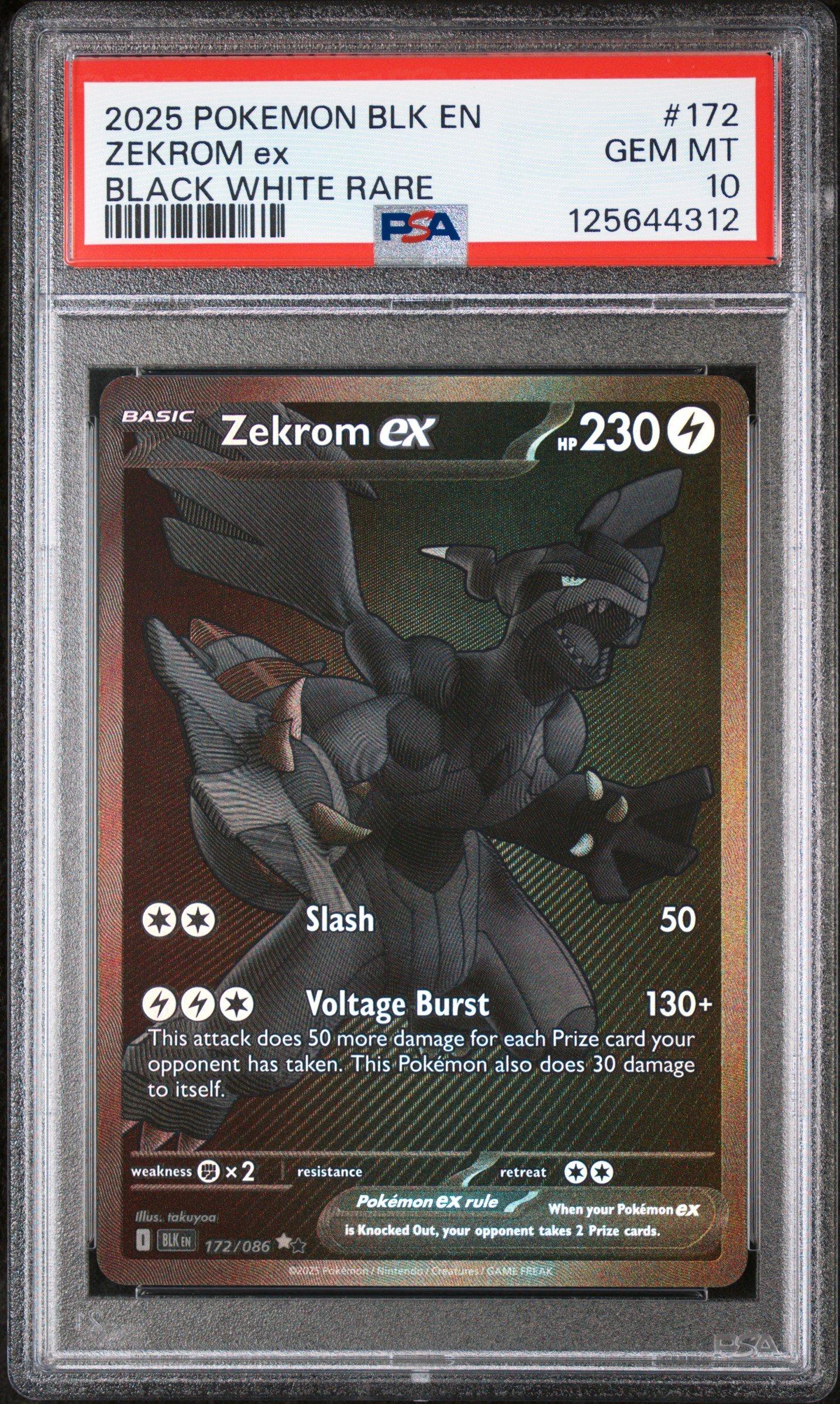 2025 Pokemon Blk En-black Bolt 172 Zekrom Ex Black White Rare PSA