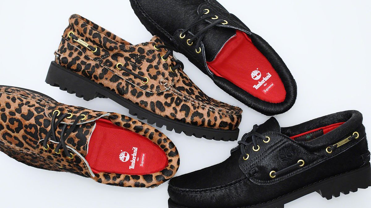 シュプリーム×ティンバーランド──ヒョウ柄の3アイレットが登場