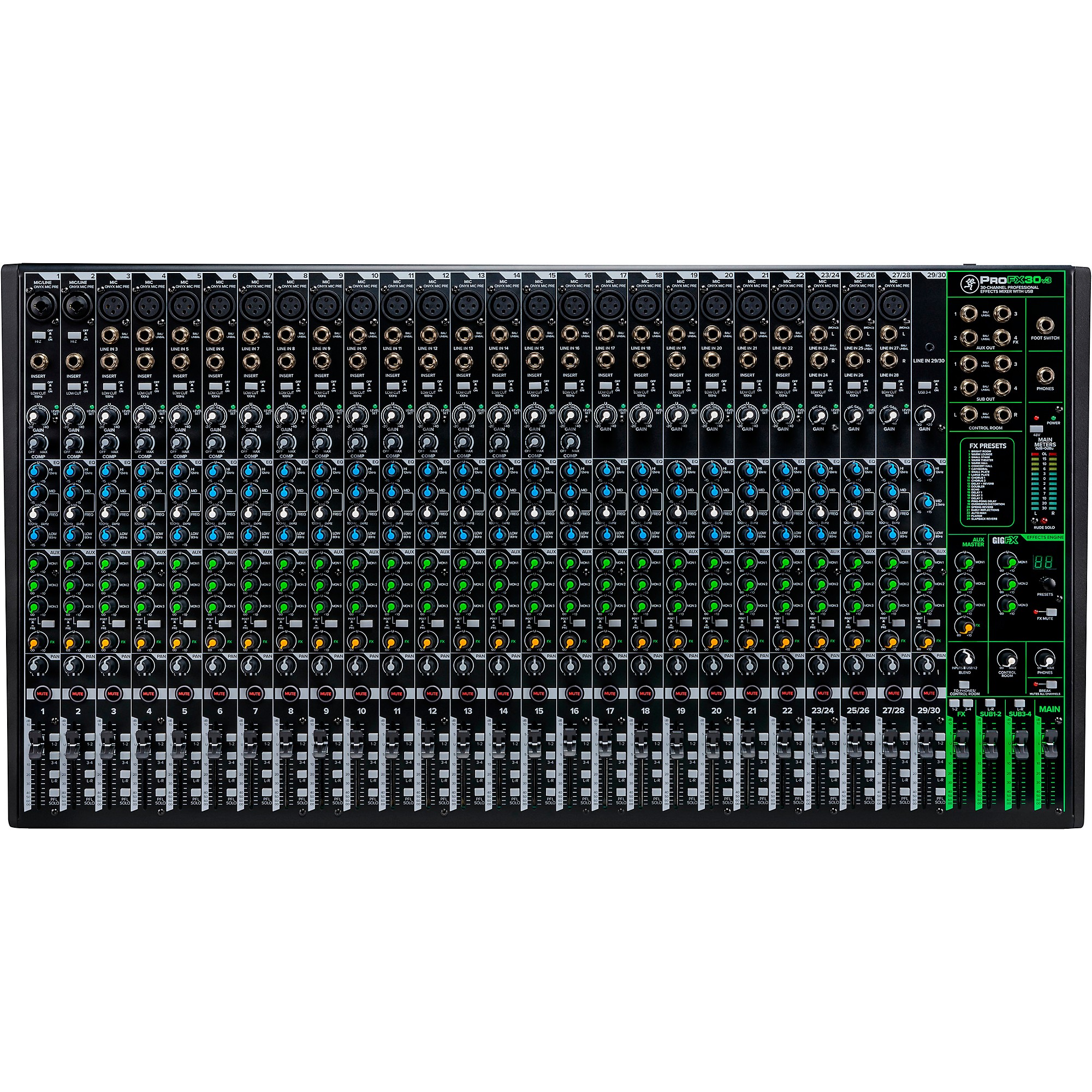Mackie ProFX30v3 30-Channel 4-Bus Professional Effects Mixer With