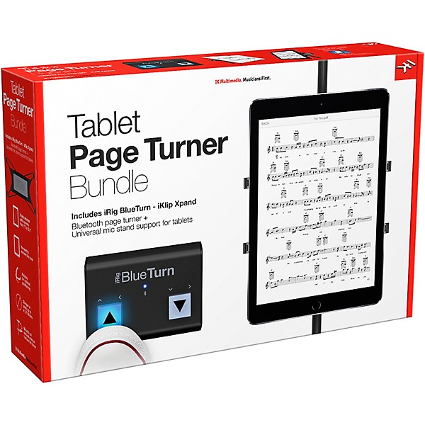 IK Multimedia iRig BlueTurn Page Turner + iKlip Xpand Bundle