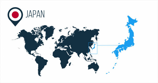 Illustration design of a map of japan along with the capital city