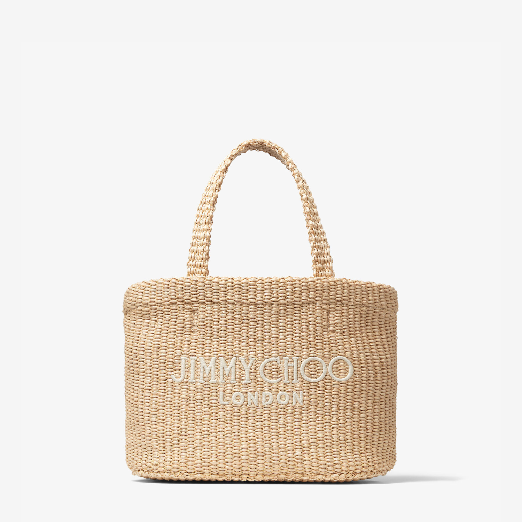 Beach Tote E/W Mini | Natural Raffia Embroidered Mini Tote Bag