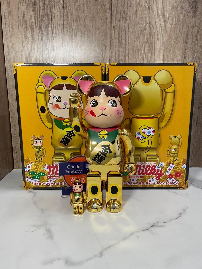 ベアブリック 招き猫 ペコちゃん 金運 金メッキ 100％ & 400％ 不二家