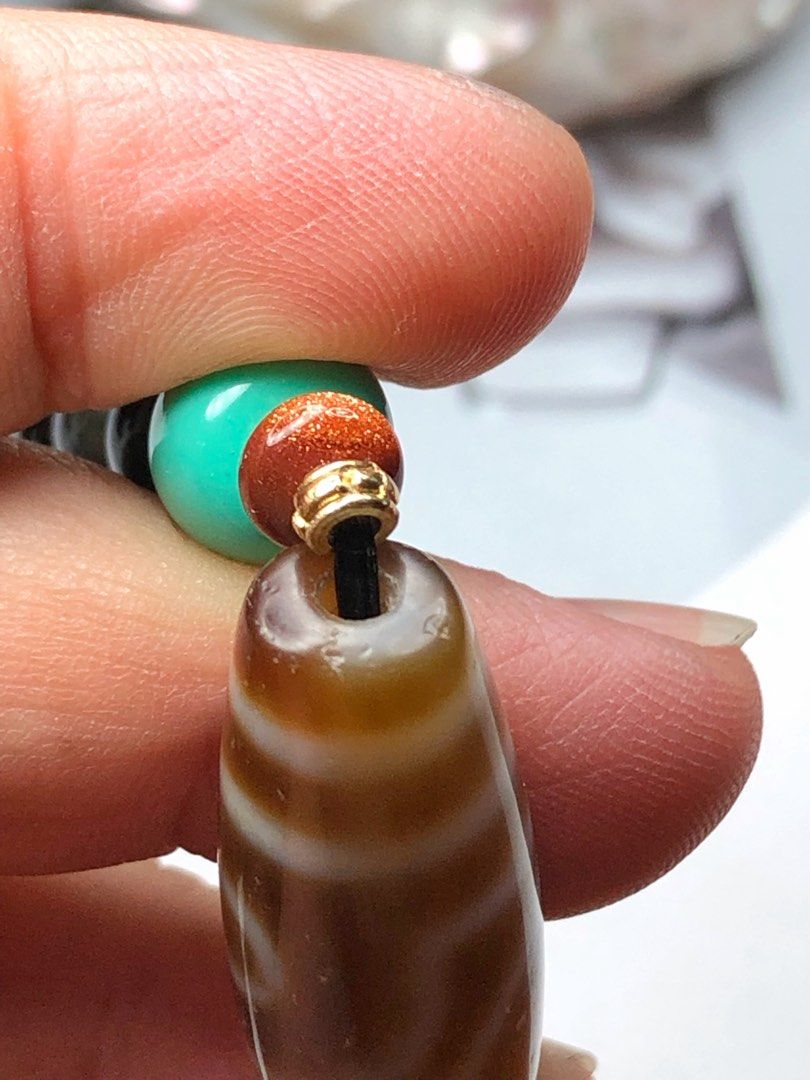 本物ミニ老天珠チベットジービーズ水紋「流水紋天珠 」Dzi beads