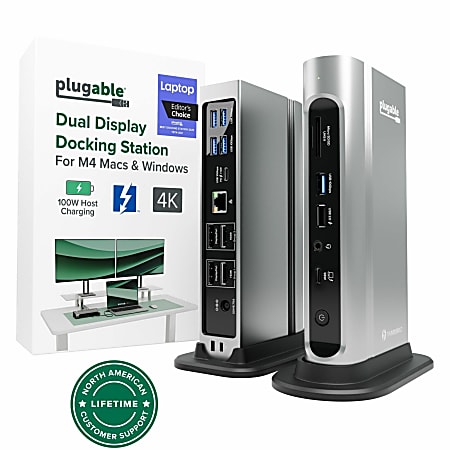 Plugable 16 in 1 Thunderbolt 4 Dock with 100W Charging 4K Quad