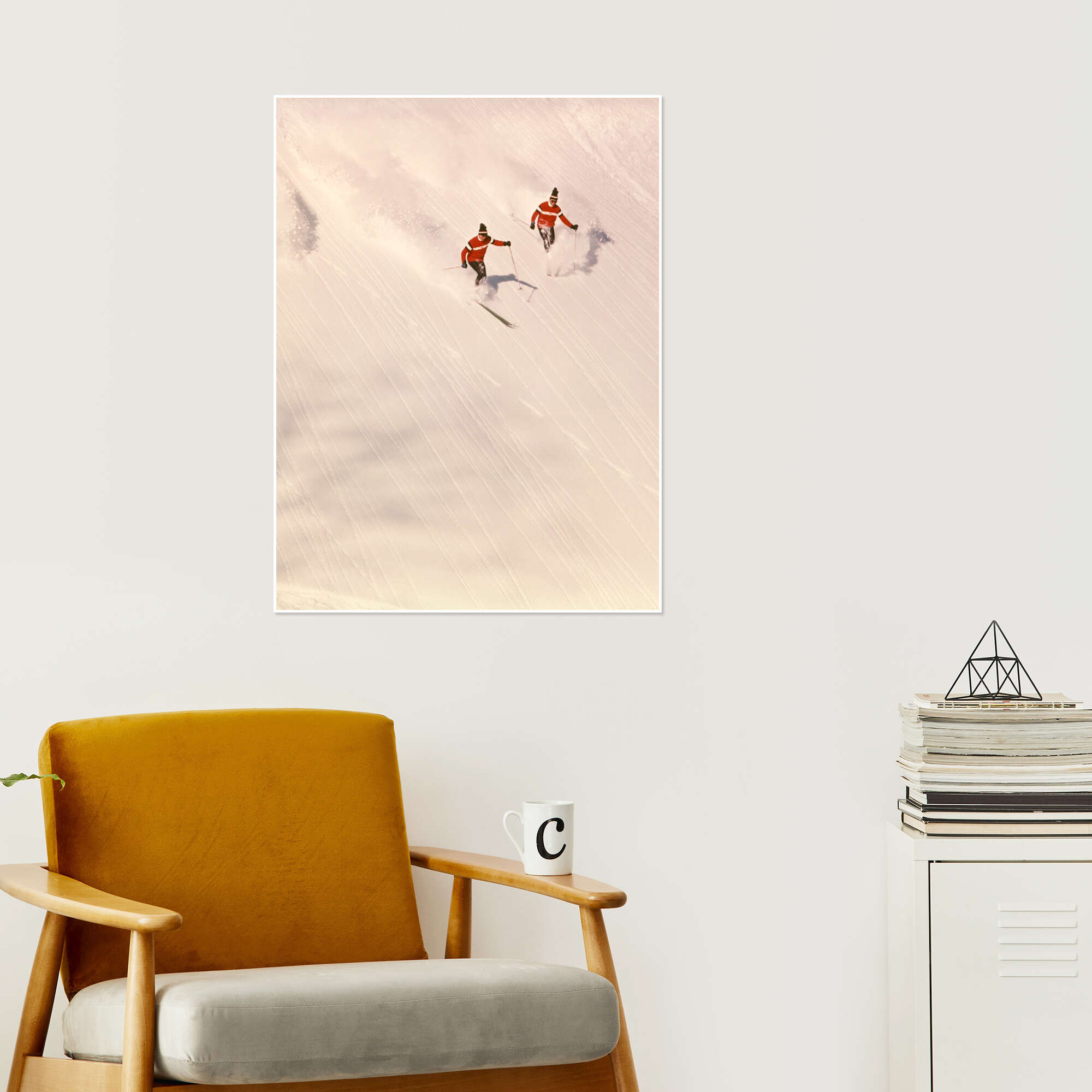 70年代 ビンテージ SKIPOLES＆SKI スキー デザイン ポスター 70年代