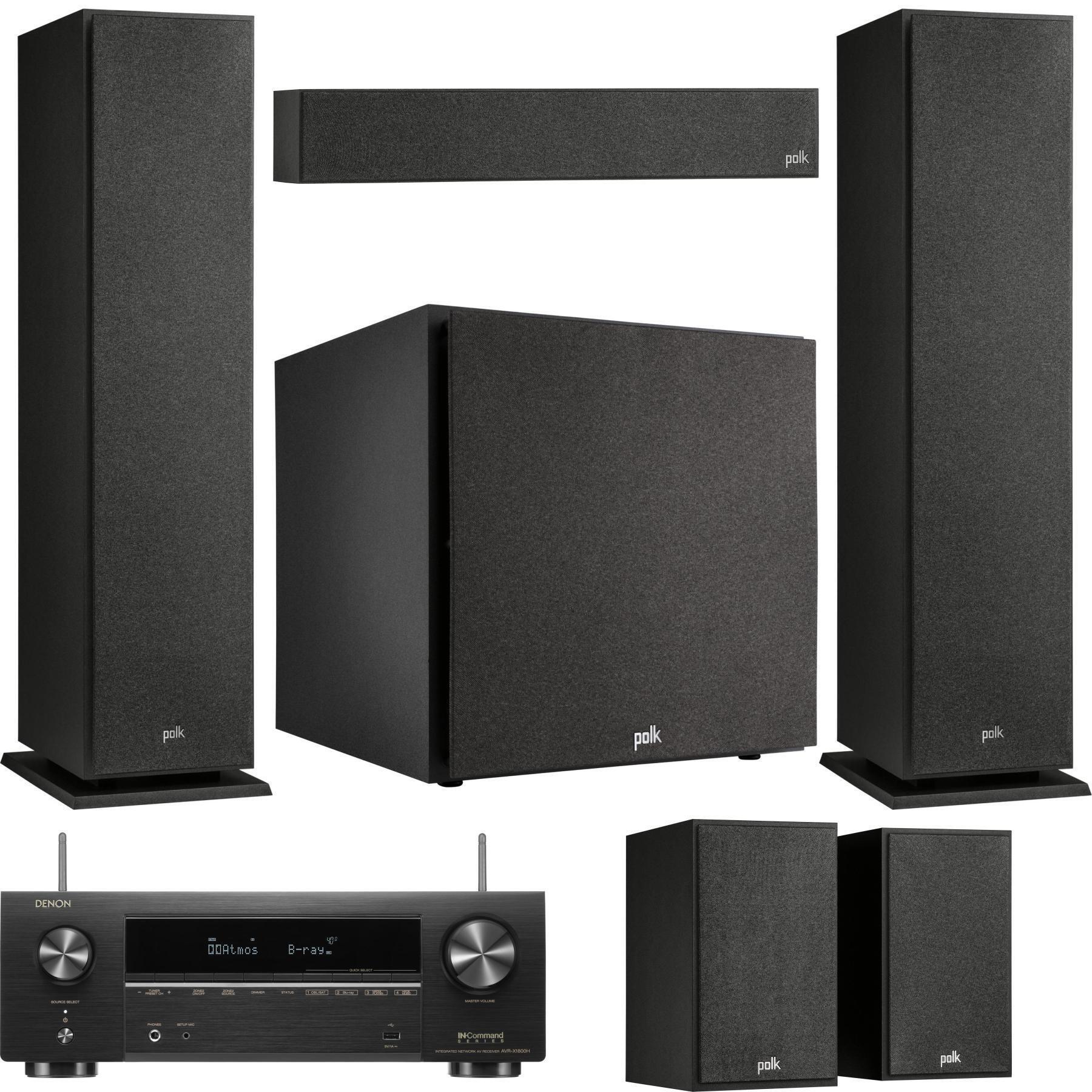 Denon AVR-X1800H 175-watt, 7.2-channel 8K A/V Receiver and Polk