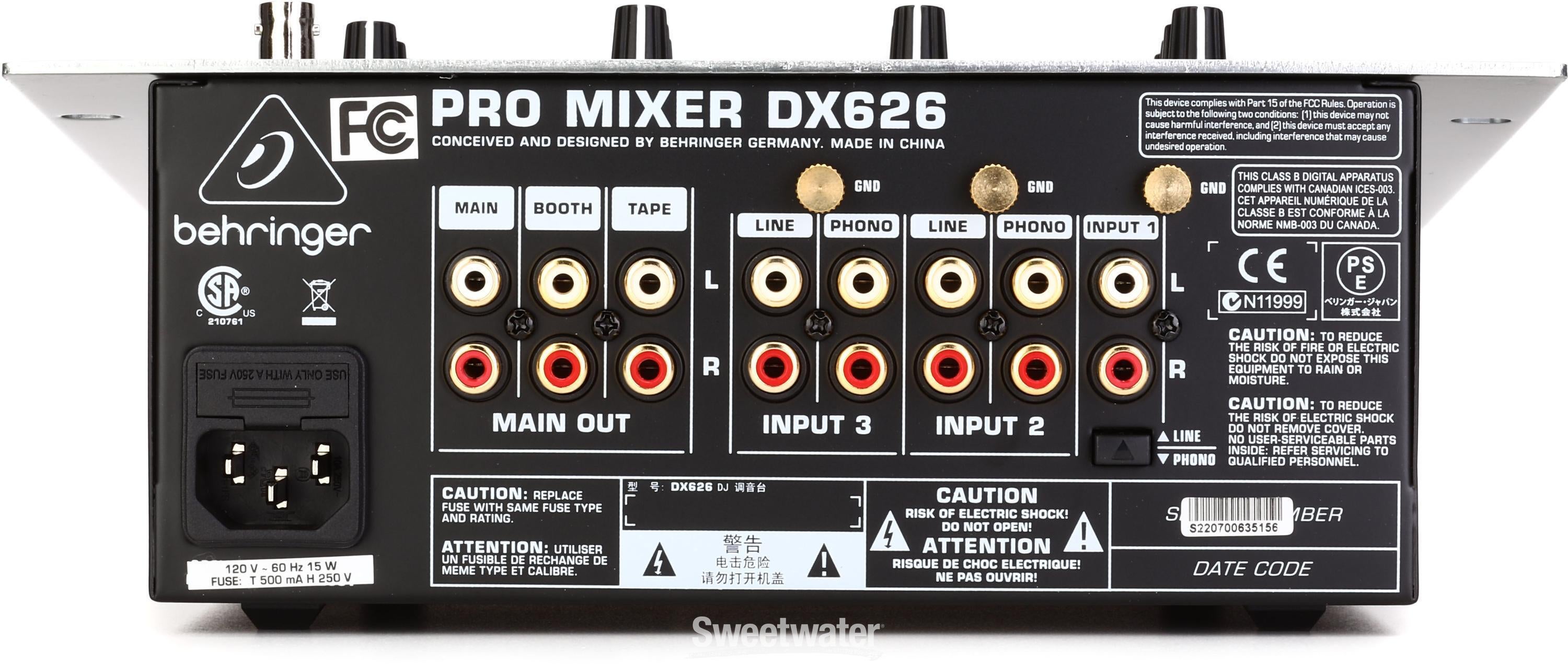 Behringer Pro Mixer DX626 3-channel DJ Mixer | Sweetwater